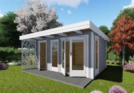 Bei gartenhäusern mit flachdach oder pultdach steht das regenwasser länger als bei satteldachhäusern. Gartenhaus Design Flachdach Mit Anbau Und Terrasse 40 Mm Nwh Celle 40225 Gartenzauber Gmbh