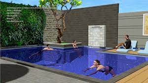 Kolam yang besar berair dingin dan yang kecil berair hangat. Taman Dan Kolam Renang Belakang Rumah