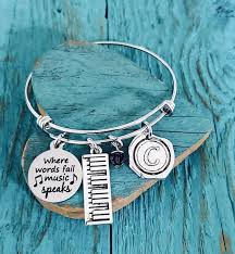 Where Words Fail,music Speaks Piano, Silver Bracelet, Piano, Keyboard,  Piano Bracelet, Piano Gift, Pianist Jewelry, Charm Bracelet, Teacher