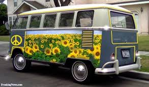 Vw Van Decorated With Sunflowers Art Vw Van Volkswagen Van Van