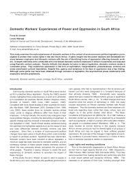 Pdf Domestic Workers And Oppression In South Africa