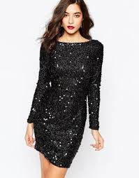 Warehouse Sequin Shift Dress At Asos Com Simple Long Sleeve Dress Black Sparkly Dress Black Sequin Dress