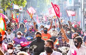 People crowd in the shape of a map of maldives. Opposition Protests Across Maldives Violate Hpa Guidelines The Edition