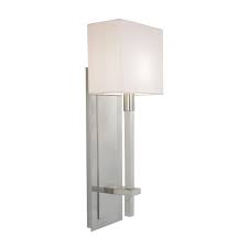 Modern Sconce Wall Light With White Shade In Satin Nickel Finish 4436 13 Destination Lighting