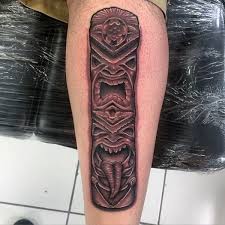 See more ideas about tribal tattoos, tattoos, tattoos for women. 3d Like Colored Tribal Old Statue Tattoo On Leg Tattooimages Biz