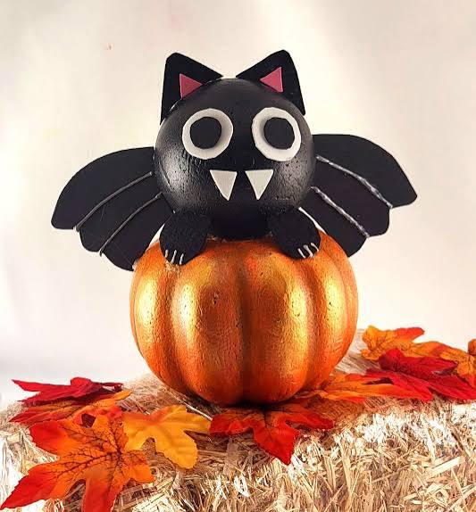 Adorable DIY DOLLAR TREE Pumpkin Bat (Easy No-Carve!)