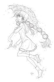 Umbrella Girl Lineart By Sureya On Deviantart