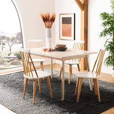 Modern Accent Chair Set Of 2 In Natural White In 2020 White Wood Dining Chairs Accent Chair Set Wood Dining Chairs