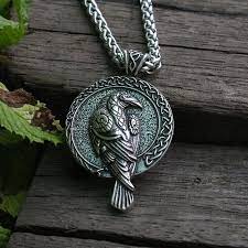 Vintugo Viking Talisman Raven Pendant Necklace Viking Necklace Raven Pendant Crow Necklace