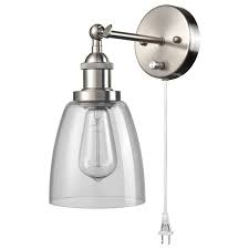 These 12 lit picks all affix easily to any wall, and come with lengthy cords to reach the nearest outlet. Palermo Vintage 2 Pack Glass Wall Sconces Plug In Wall Lights Brushed Nickel Walmart Canada
