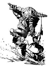 Bioshock Big Daddy And Little Sister Art Inktober 2016 4 Big Daddy Bioshock By Gamers Blended Bioshock Artwork Bioshock Art Bioshock