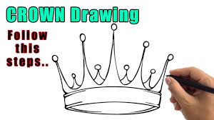 How To Draw A Crown Outline Drawing | Easy Crown Sketch Step By Step For  Beginners - Youtube