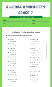 Free math worksheets for grade 7. Algebra Worksheets Grade 7 11 Worksheets Free