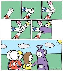 Power Rangers And A Teletubbie Handshake But With 5 Total Hands I Made This For A Meme In Gimp Thought I D Share The Tem Meme Template Create Memes New Memes