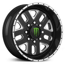Black And Green Rims 539bm Gloss Black W Cnc Milled Accents Green Cap Jant