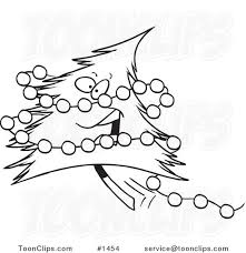 Cartoon Black And White Outline Design Of A Happy Christmas Tree With Baubles 1454 By Ron Leishman 6,000+ beautiful, hd christmas tree images & pictures.