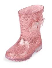Toddler Girls Glitter Light Up Plastic Rain Boots