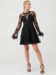 Long Sleeve Lace Skater Dress Black Long Sleeve Lace Skater Dress Lace Skater Dress Black Lace Skater Dress