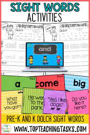Pre K And Kindergarten Activity Worksheets Powerpoint Flash Cards Bundle Dolch Sight Words Kindergarten Sight Words Word Activities