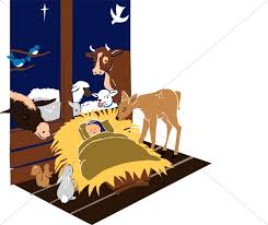 Nativity scene coloring page with animals. Manger Scene With Jesus And Animals Baby Jesus Clipart