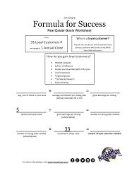 Formula For Success Worksheet Realtor Branding Selling Real Estate Real Estate Tips