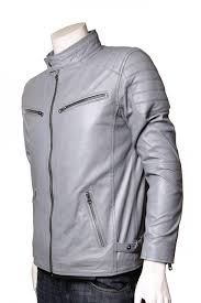 Light Grey Mens Slimfit Biker Leather Jacket Is A Fine Blend Of Elegance And Class To Carry Out Bikers Look From Jackets Leather Jacket Men Celebrity Jackets