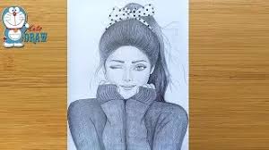 After that, start adding the details, such as eyes, nose and lips. A Cute Girl Drawing Tutorial How To Draw A Girl Step By Step Pencil Sketch Youtube