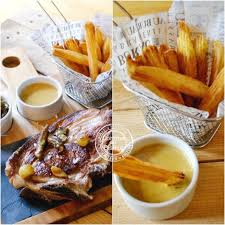 Presentation Cote Veau Sauce Safran Moutarde Frites Bistrot Recette De Plat Cuisson Des Aliments Safran