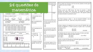 24 Questoes De Matematica 3Âº E 4Âº Anos