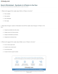 Quiz Worksheet Symbols In A Raisin In The Sun Study Com