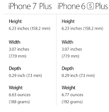 weight size and battery life iphone 7 vs iphone 6s