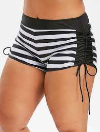 Cinched Stripes Swim Plus Size Boyshorts Plus Size Plus Size Tankini Boy Shorts