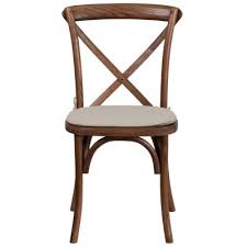 Hercules Series Stackable Pecan Wood Cross Back Chair With Cushion Brown Crossback Chairs Solid Wood Dining Chairs Wood Chair