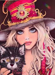 I finally gotten around to color/ and finish this #FreebieFriday back from  Jan 27. Artist: Barbara Basso I used kalour, prisma colored pencils, a  blender pencil, and water based markers for detail