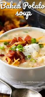 Baked Potato Soup Tastes Has All Of The Flavors Of My Favorite Loaded Baked Potato With Mashed Potatoes Baked Potato Soup Baked Potato Soup Recipe Potato Soup
