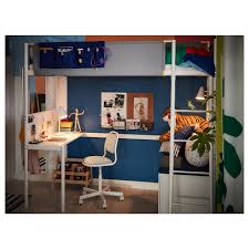 The acme furniture senon twin loft bed with desk is perfect for a busy teen's bedroom. Vitval Loft Bed Frame With Desk Top White Light Gray Ikea