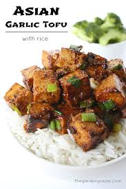 Asian Garlic Tofu With Rice Easy The Garden Grazer Recipe Recipes Vegetarian Vegan Recipes Veggie Recipes