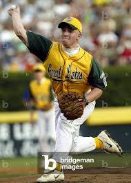 Image of LOUISVILLE PITCHER ALVEY THROWS AGAINST SENDAI HIGASHI DURING  LITTLE LEAGUE WORLD