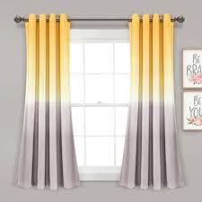 Yellow and grey curtains for bedroom set of 1 panel pole pocket faux linen semi sheer drapes ombre voile curtains for living room dining room girls bedroom 52 x 63 inch length yellow and gray. Set Of 2 84 X52 Umbre Fiesta Light Filtering Window Curtain Panels Yellow Gray Lush Decor Target