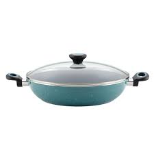 Paula Deen Riverbend 12 5 In Aluminum Nonstick Frying Pan In Gulf Blue Speckle With Glass Lid Paula Deen Cookware And Bakeware Making Fried Chicken