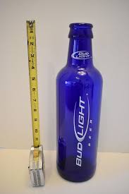 Dilly Dilly Huge Budweiser Bud Light Blue Glass Beer Bottle 14 Tall Promo Rare Beer Glass Bottle Bud Light