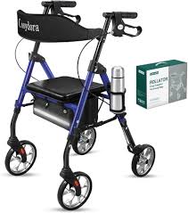 cosydora rollator walkers for seniors with seat, 13.6 lbs ultra lightweight foldable rolling walker, 350lbs heavy duty aluminum, 8" all terrain wheels, dual adjustable height, shimmer green
