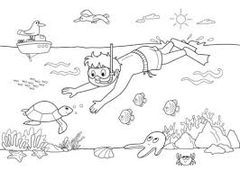 Bambino Che Gioca Sott Acqua Disegno Da Colorare Mare Bambini Che Nuotano Disegni Da Colorare Immagini