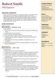 A company's health and safety policy and program should include safe work practices or safe job procedures, requirements for personal protective equipment (ppe), an emergency response plan, and regular inspections. Ehs Engineer Resume Samples Qwikresume