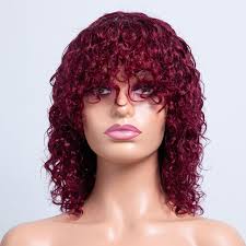 Amazon.com : OnePart human wigs short water wave wig with bangs for black  women WWM2367M 100% brazilian virgin human hair wigs machine made glueless  for black women 99J 12inch : Beauty &