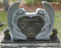 Companion Granite Monument Stephens Double Angel Single Heart Cross Vases Black Granite Front And Back Carved Angels Granite Monuments Headstones Tombstone