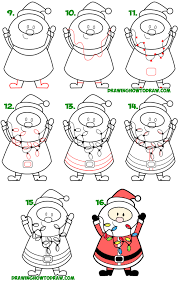 Then on the other side draw to parallel lines going down. How To Draw Santa Claus Holding Christmas Lights Easy Step By Step Drawing Tutorial For Kids How To Draw Step By Step Drawing Tutorials