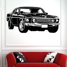 Us 7 87 25 Off Hot Sale Shelby Gt Ford Mustang Muscle Racing Car Wall Mural Vinyl Art Decor Sticker Vinyl Wall Decal Mural Wall Sticker Y 300 In