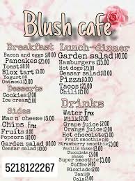 In this video i will show you all how to make a custom menu for your … Blush Cafe Menu Not Mine Bloxburg Decal Codes Cafe Sign Bloxburg Decals Codes