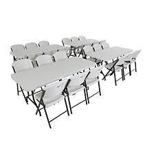 Lifetime Combo 4 6 Banquet Tables And 24 18 5 Commercial Folding Chairs White Granite White Granite Folding Chair Banquet Tables